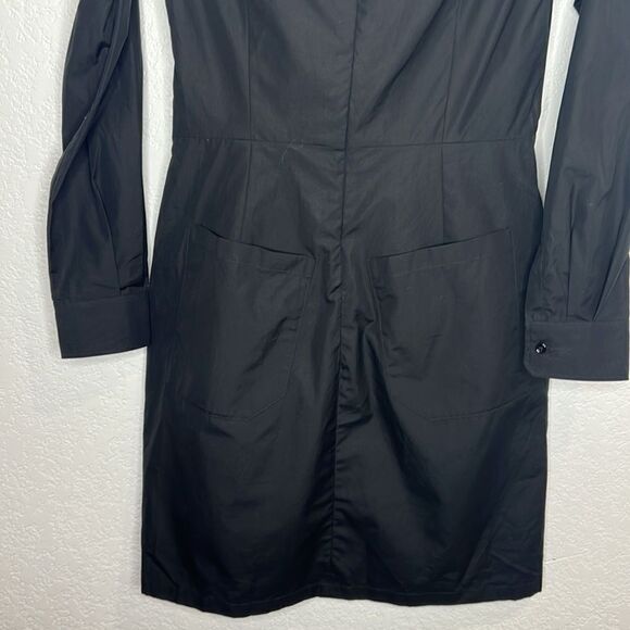 NWT Max Mara Squaw Gathered Cotton Poplin Shirt Dress Black Size 6 - Picture 9 of 16